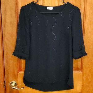 Akris Punto classic navy blouse with sequins women's size small